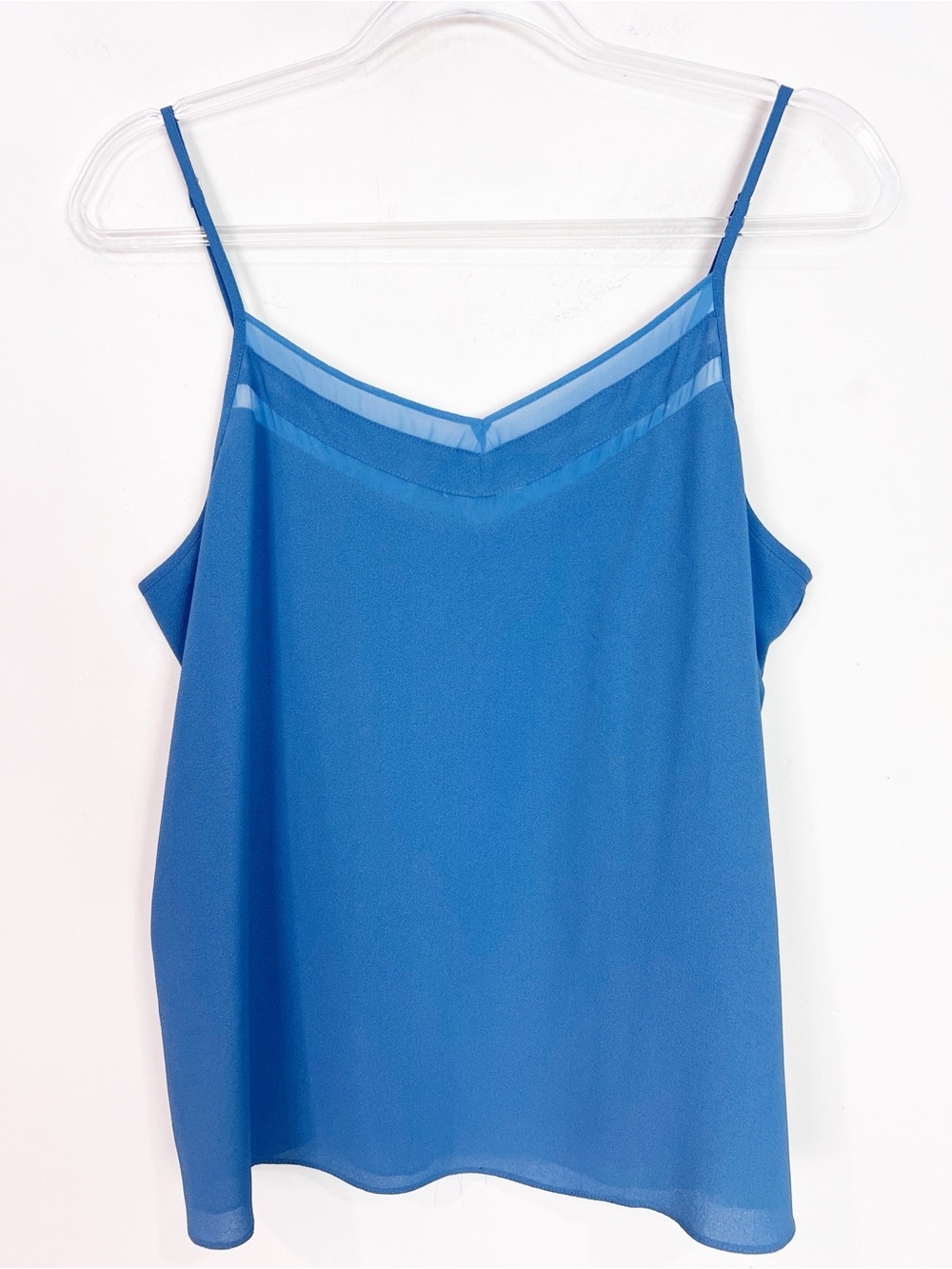 1. STATE BLUE SLEEVELESS TANK TOP WITH SHEER PANELS WOMENS SZ LARGE - Picture 5 of 5